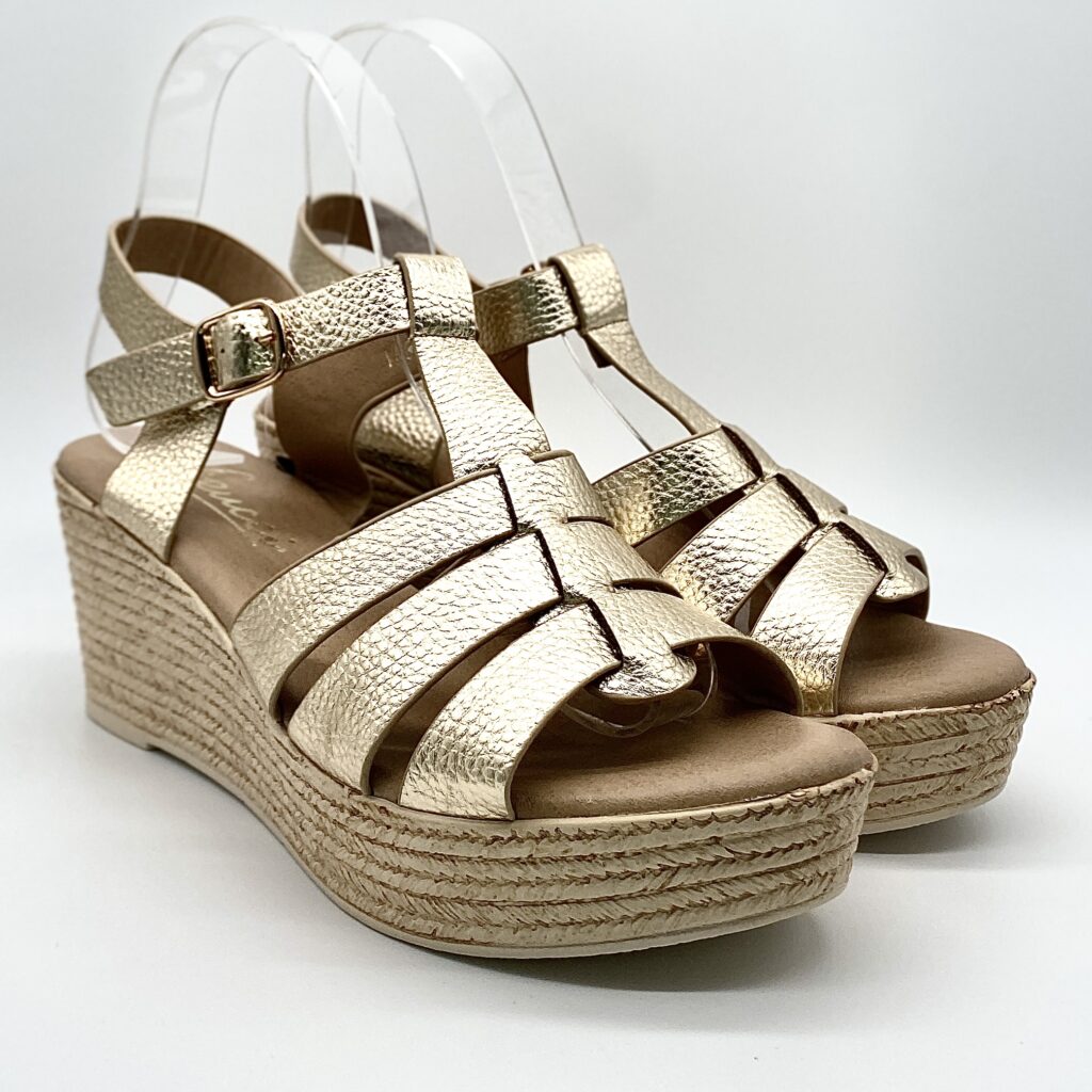 Sandalia Virucci Cuña Tiras Oro