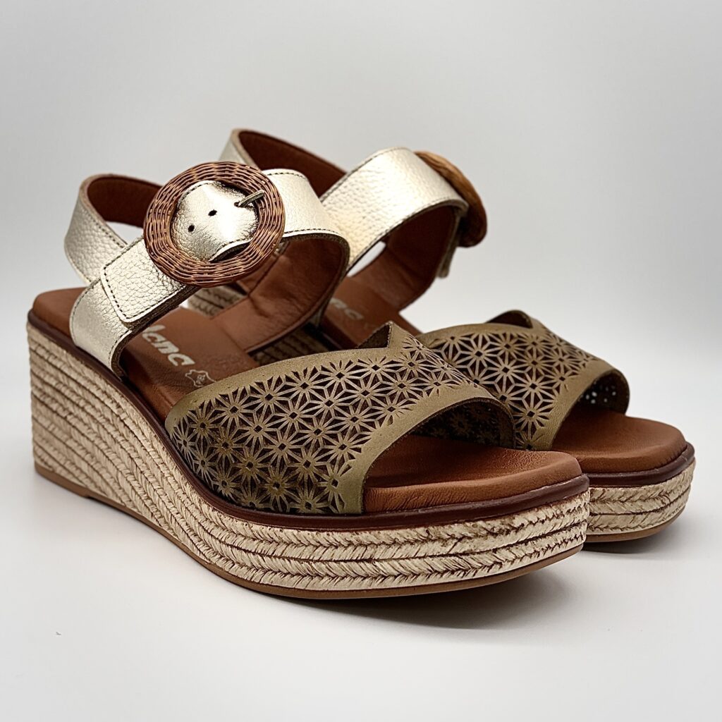 Sandalias Piel Jordana Cuña Kaki