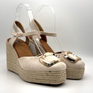 Zapatillas Esparto Aleikos Hebilla Beige