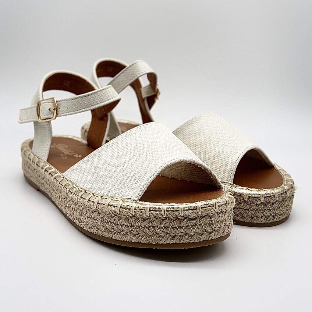 Sandalias Niña Esparto Blanco