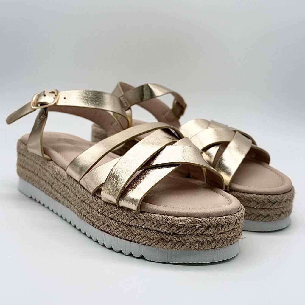 Sandalias Niña Esparto Doradas